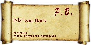 Pávay Bars névjegykártya